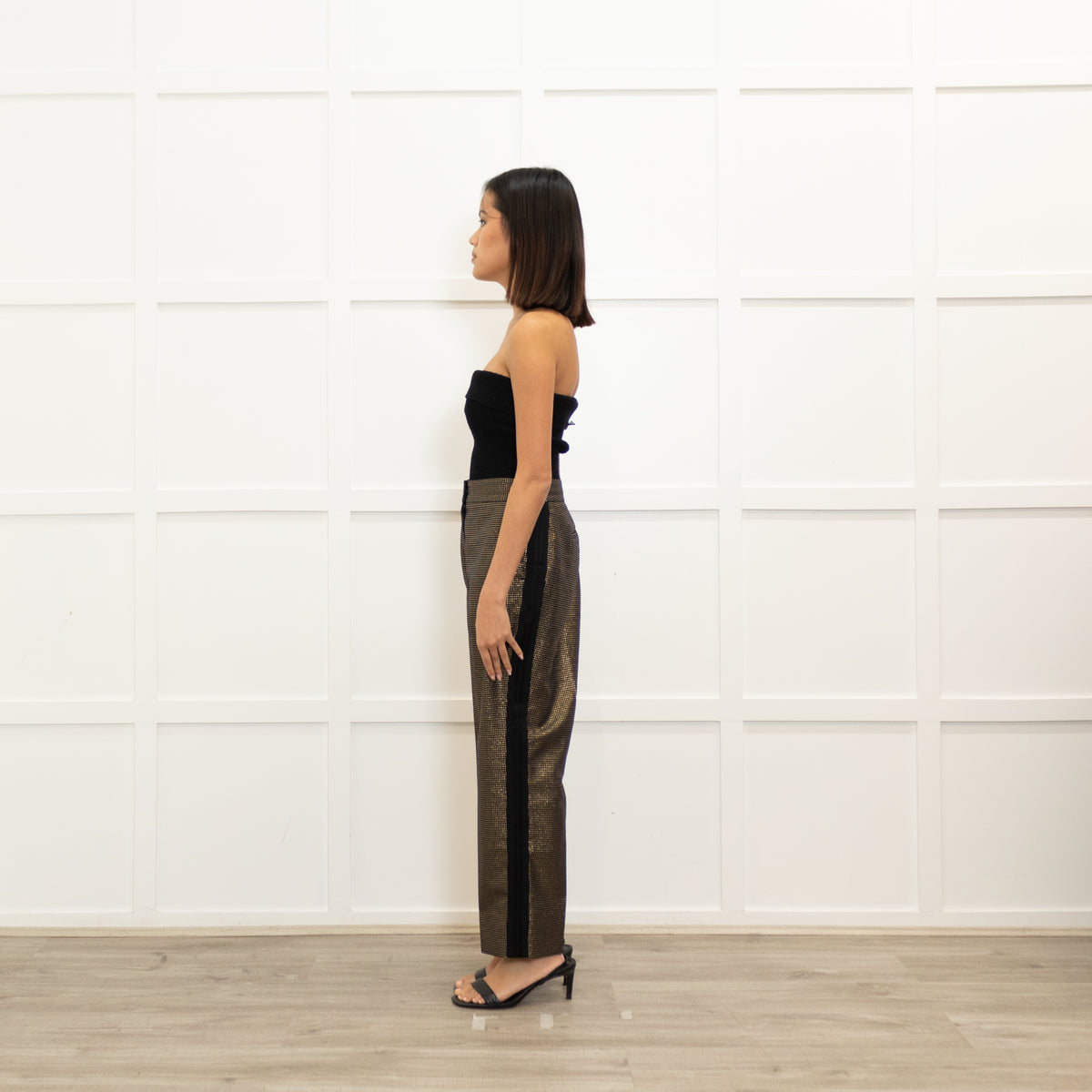Me + Em Black Gold Side Stripe Trousers