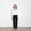 Self Portrait White Knit Top with Diamante Trim
