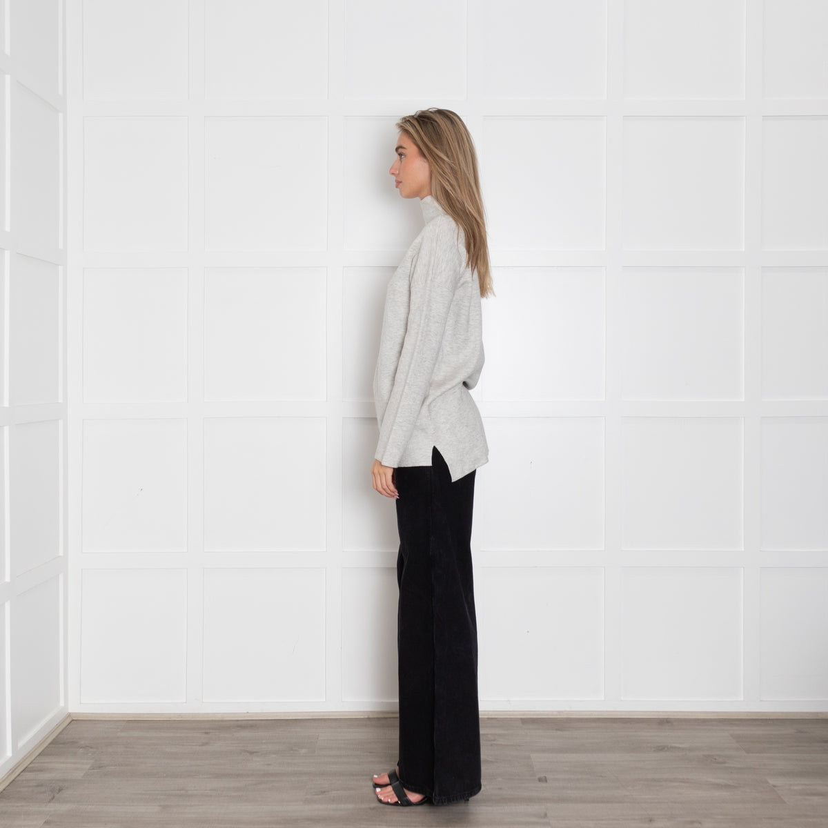 Me+Em Light Grey Cotton Wool Blend Funnel Neck Jumper