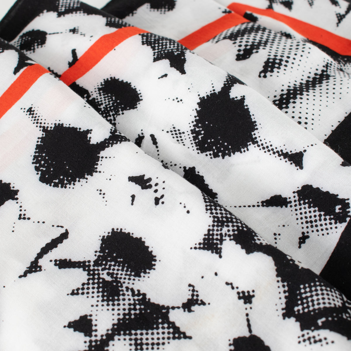 McQ Black, White & Red Abstract Large Cotton Scarf