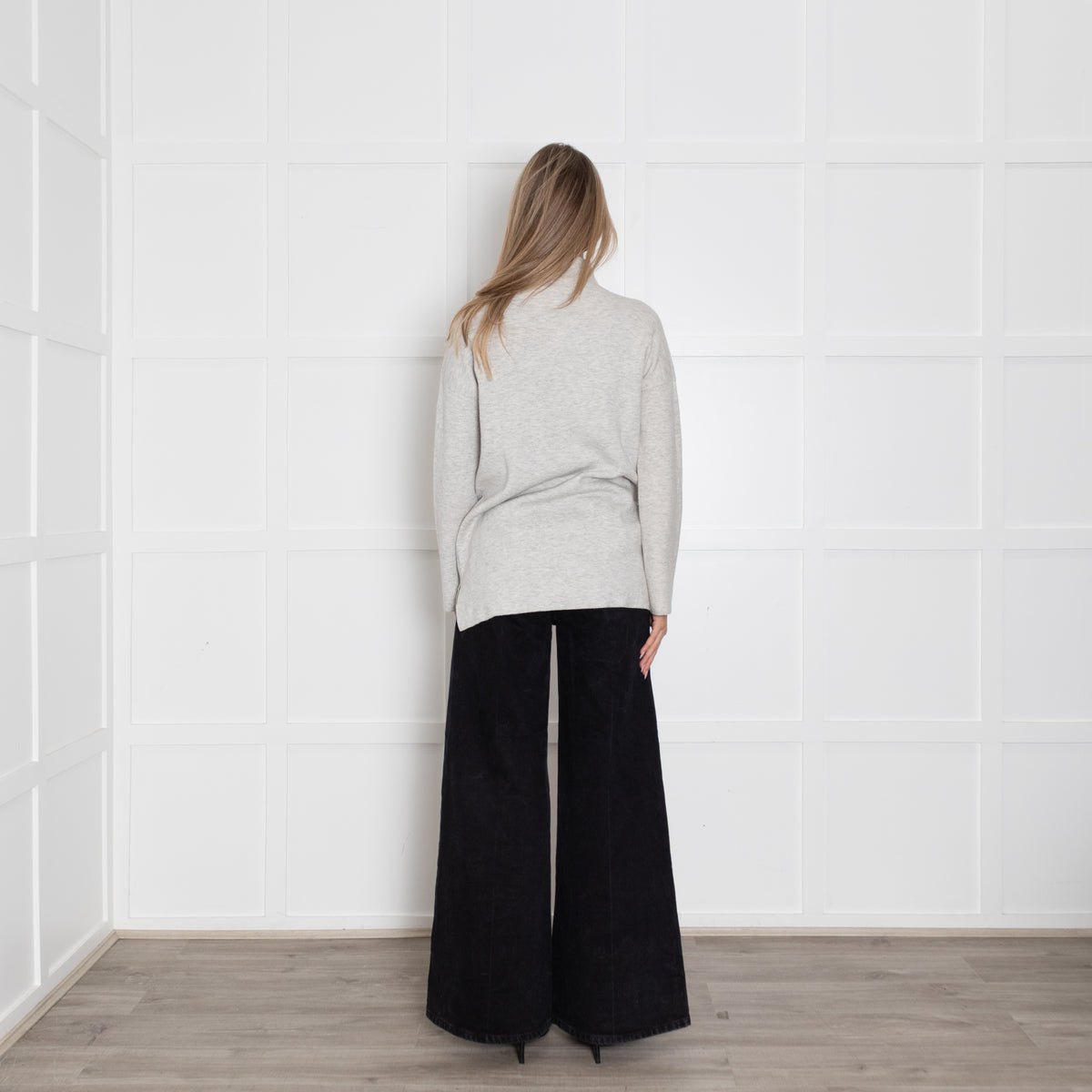 Me+Em Light Grey Cotton Wool Blend Funnel Neck Jumper