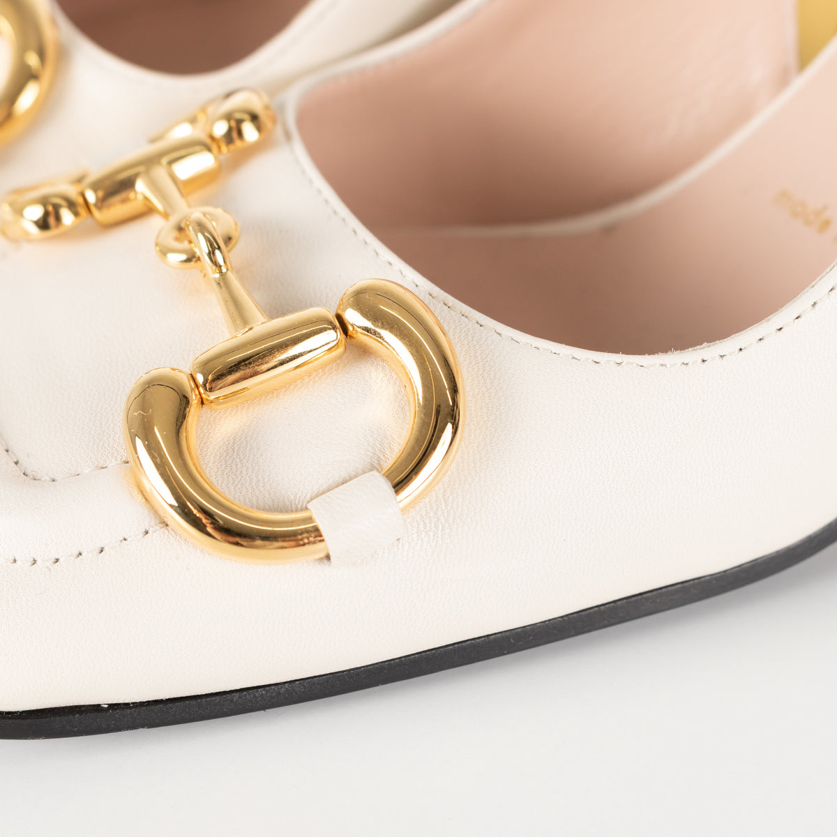 Gucci Cream Horsebit Heeled Slingbacks