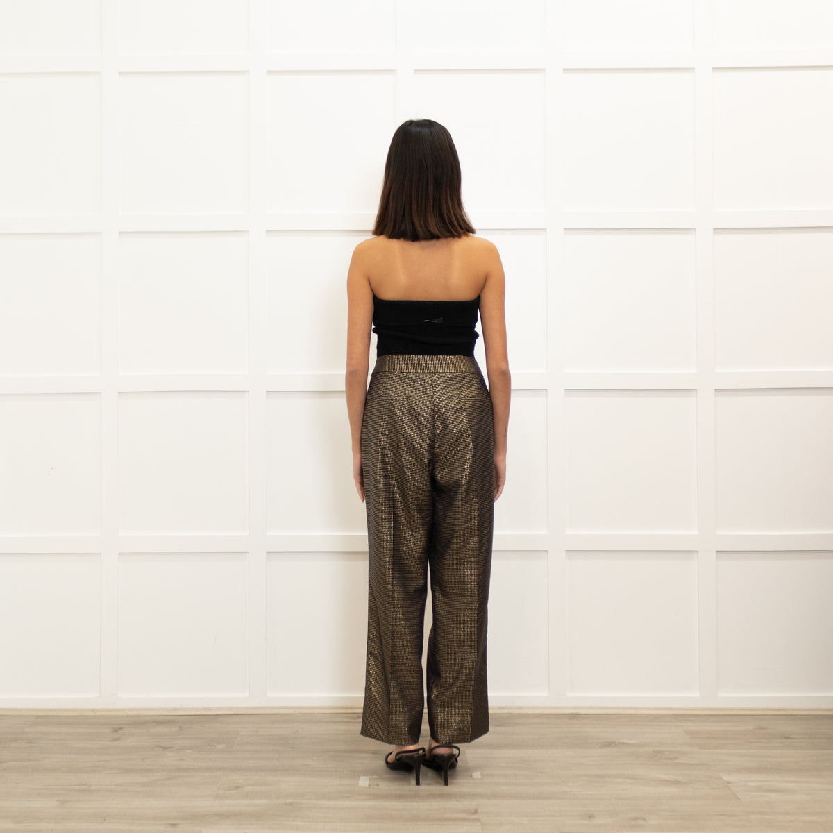 Me + Em Black Gold Side Stripe Trousers