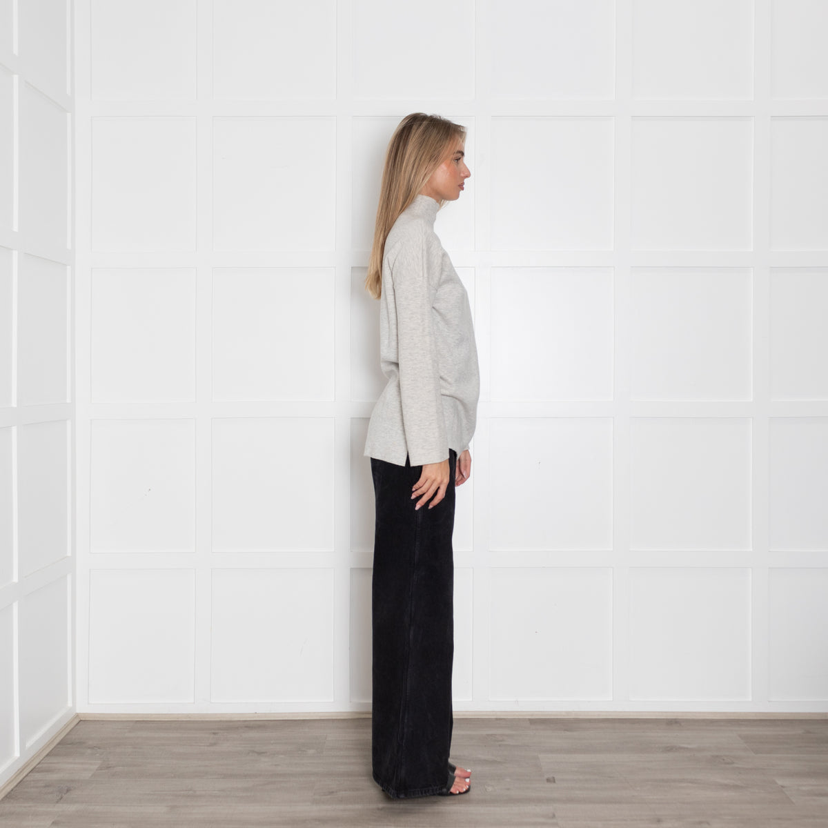 Me+Em Light Grey Cotton Wool Blend Funnel Neck Jumper