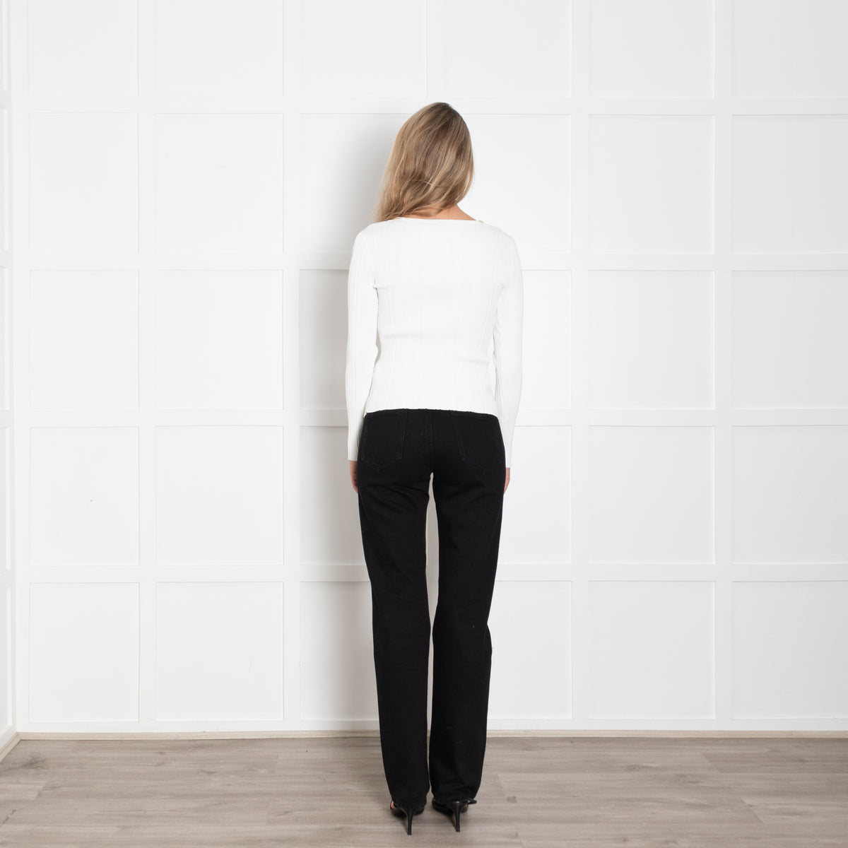 Self Portrait White Knit Top with Diamante Trim