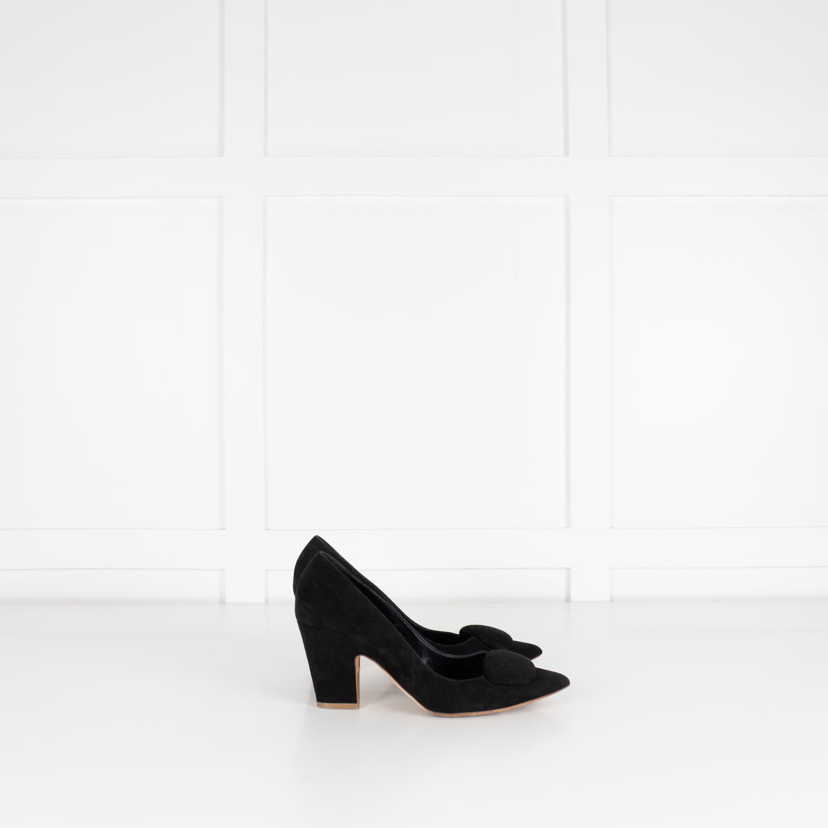 Rupert Sanderson Black Suede Chunky Heel Shoes