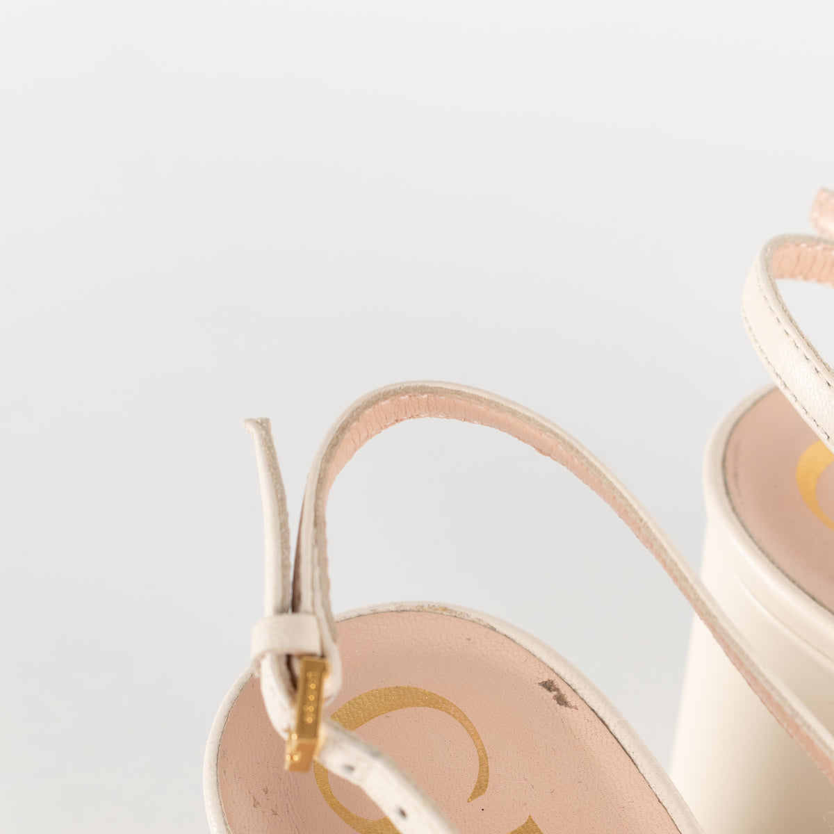 Gucci Cream Horsebit Heeled Slingbacks