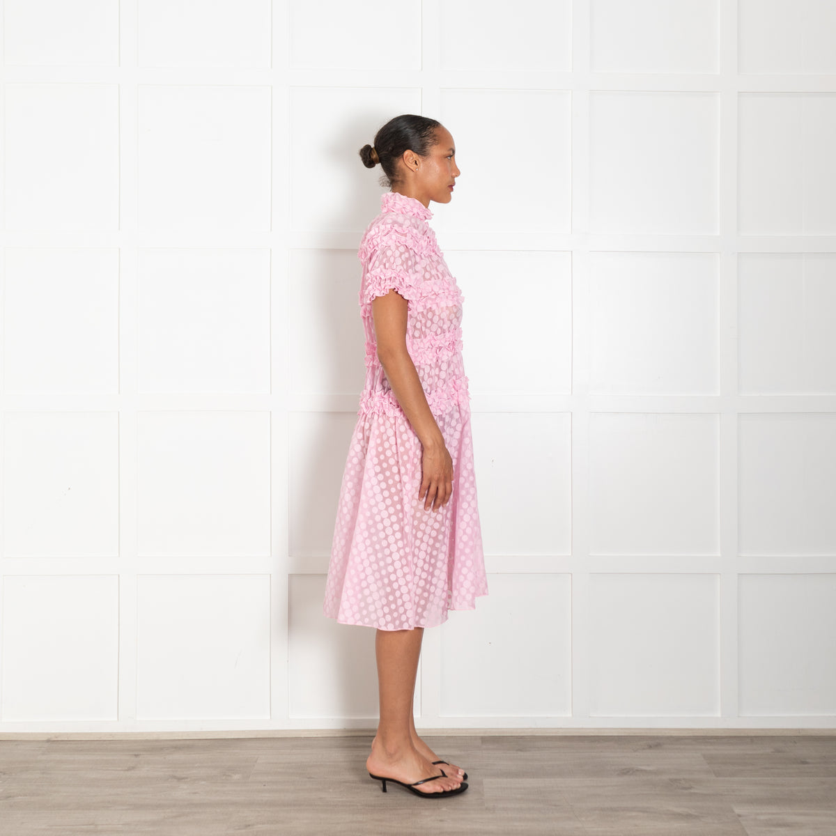 PASKAL Pink Chiffon Polka Dot Short Dress