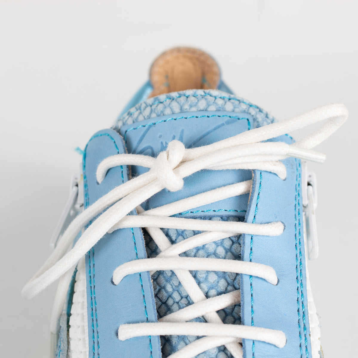 Giuseppe Zanotti Blue White Snake Skin Trainers