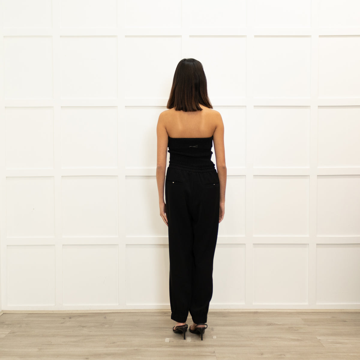 Me + Em Black Cream Side Stripe Joggers