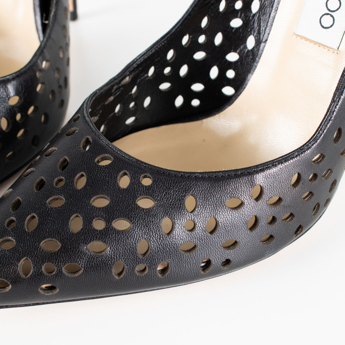 Jimmy Choo Black Perforated Leather Heeled Pointy Shoes