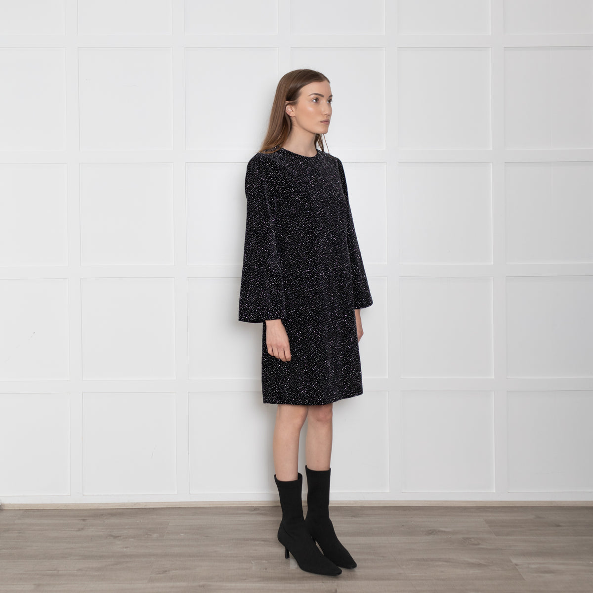 Bella Freud Black Sparkle Mini Dress
