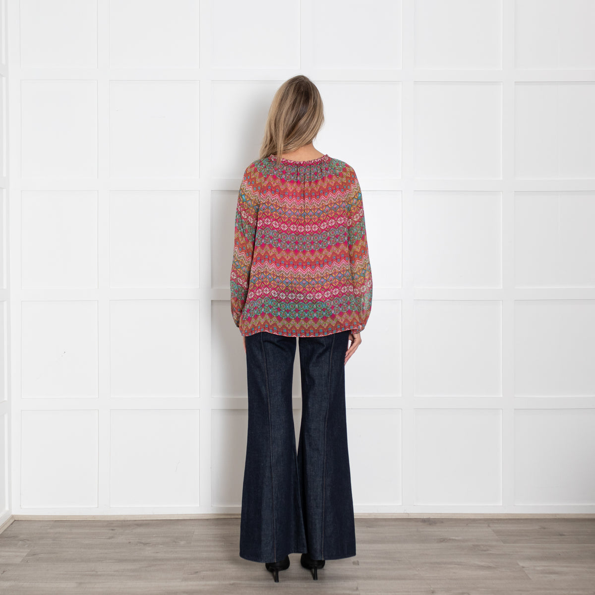 Diane Von Furstenberg Pink Multi Floral Silk Long Sleeve Blouse