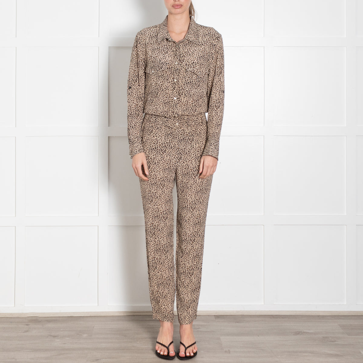 Zadig & Voltaire Beige Brown Black Animal Print Jumpsuit