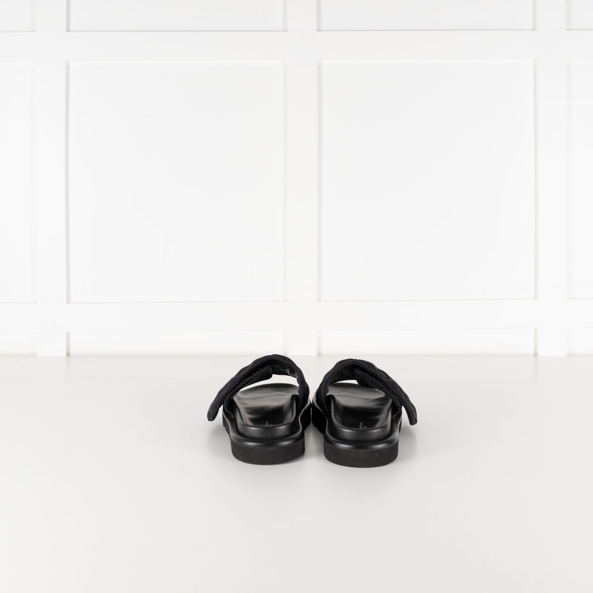 Louis Vuitton Black Plushy Embossed Monogram Velcro Sliders