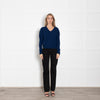 Elyse Walker Blue Cashmere V Neck Jumper