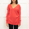 Duffy Geranium Cashmere V-Neck Open Back Sweater