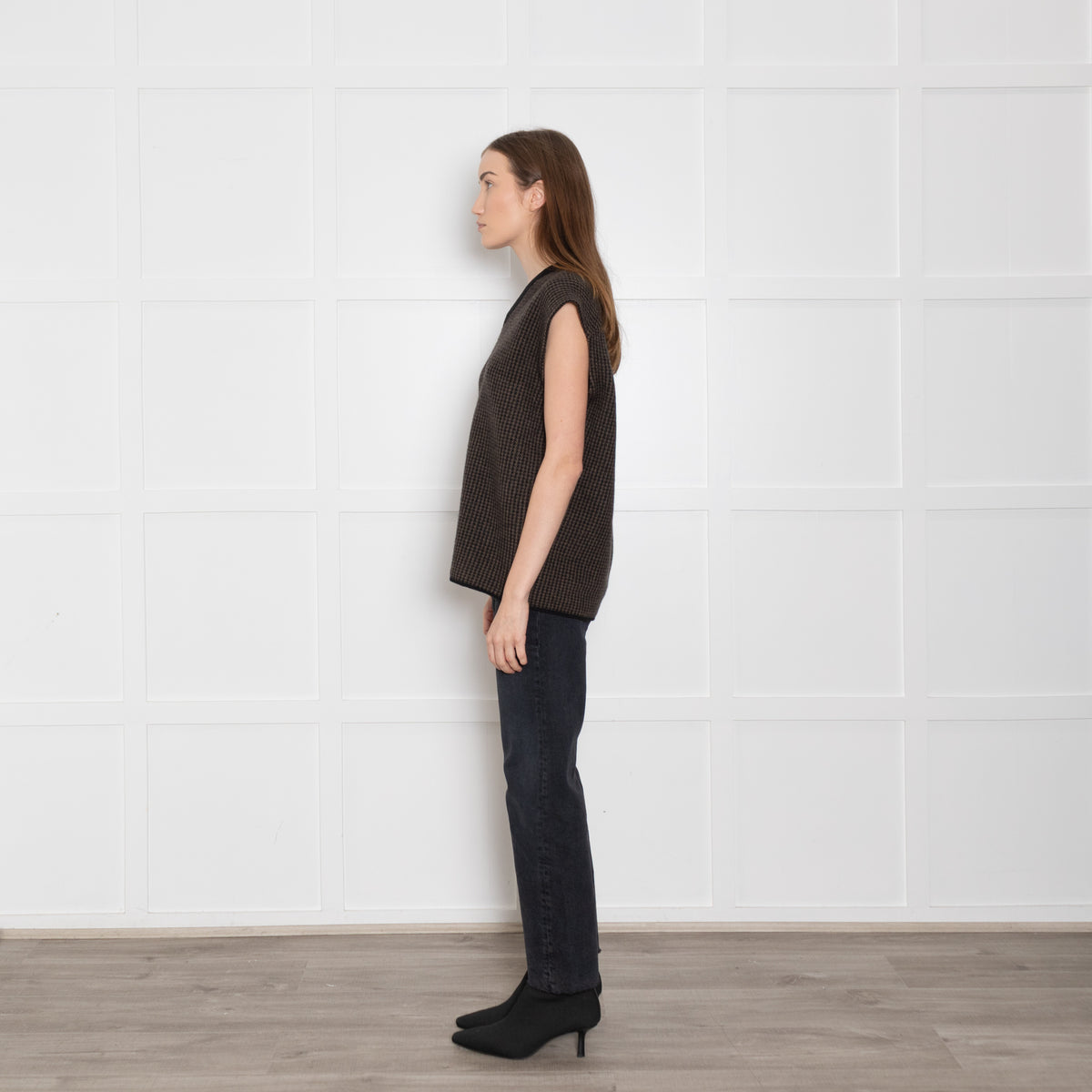 Vince Black & Brown Wool/Cashmere Mix Tank Top