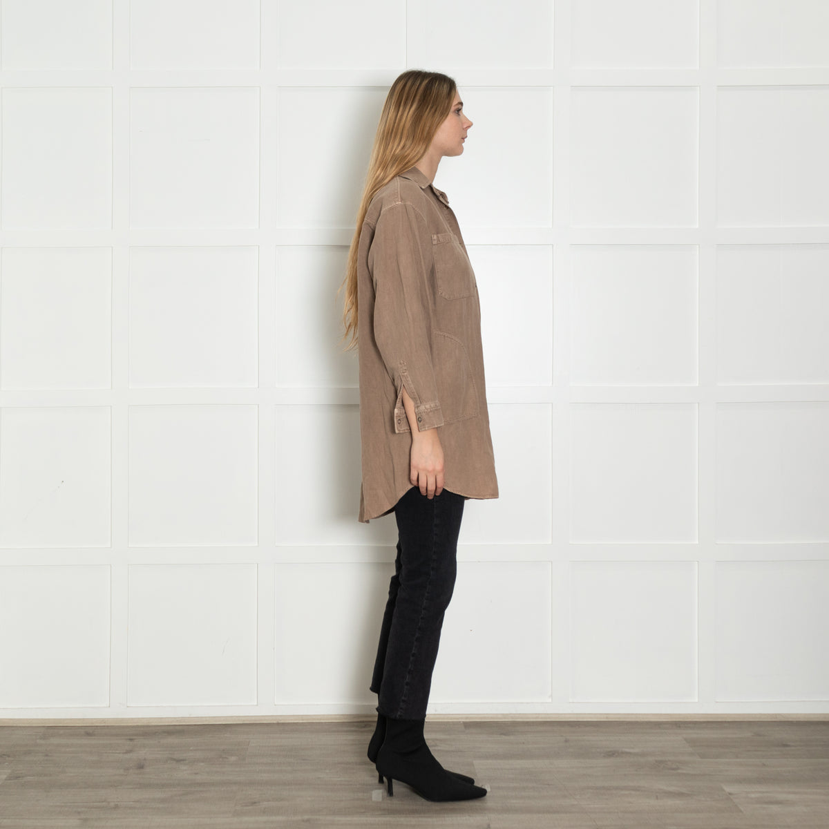 Brunello Cucinelli Oversized Brown Cotton Shirt
