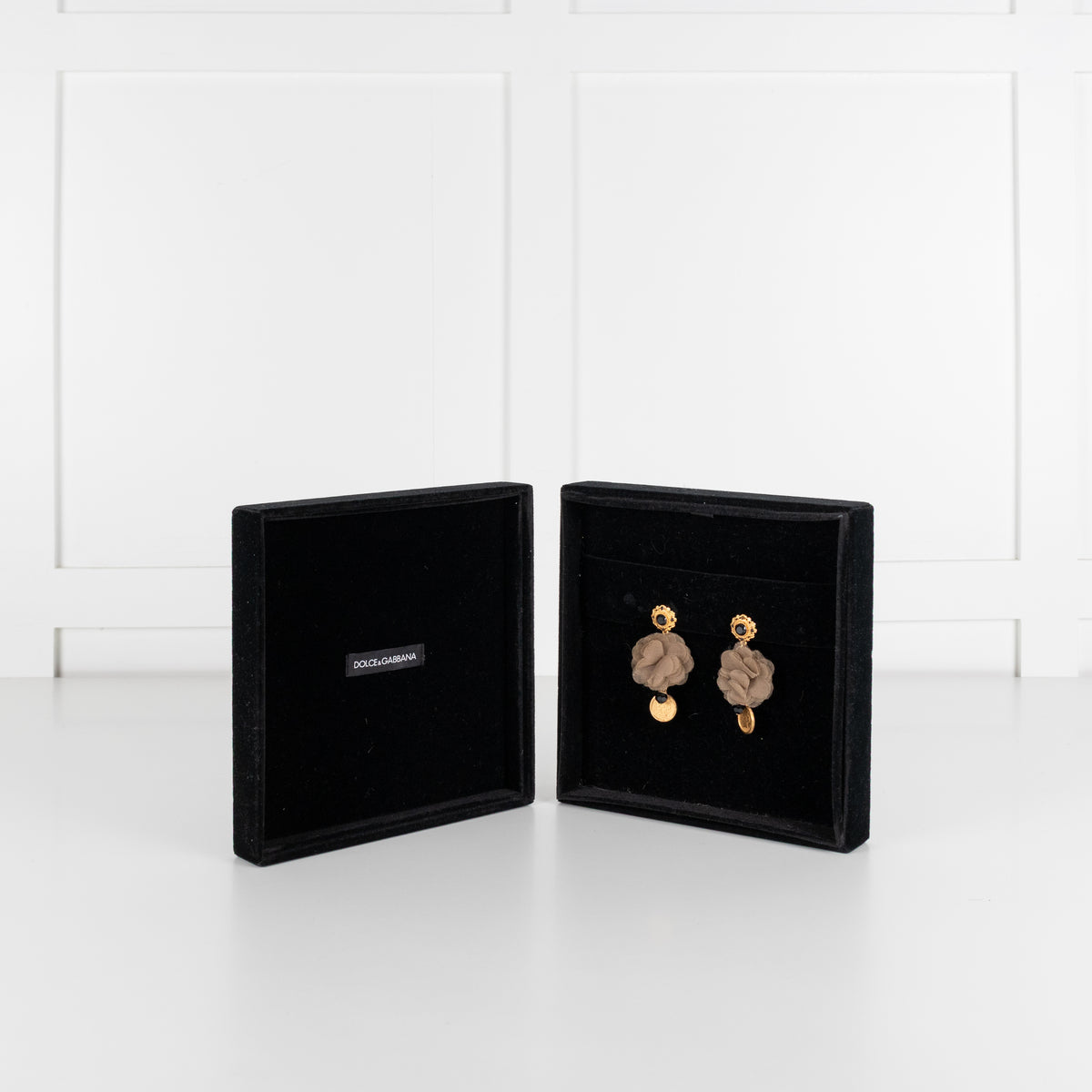 Dolce & Gabbana Gold & Black Jet Drop Clip On Earrings
