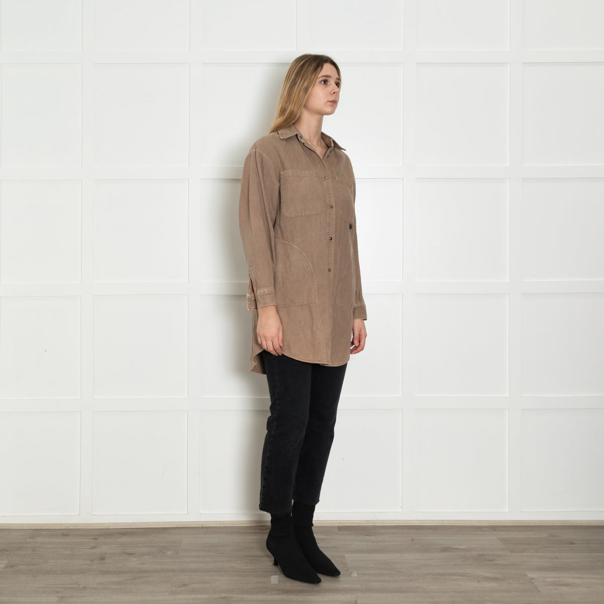 Brunello Cucinelli Oversized Brown Cotton Shirt