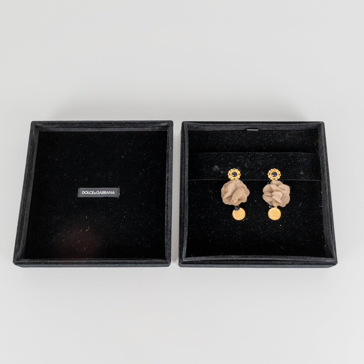 Dolce & Gabbana Gold & Black Jet Drop Clip On Earrings