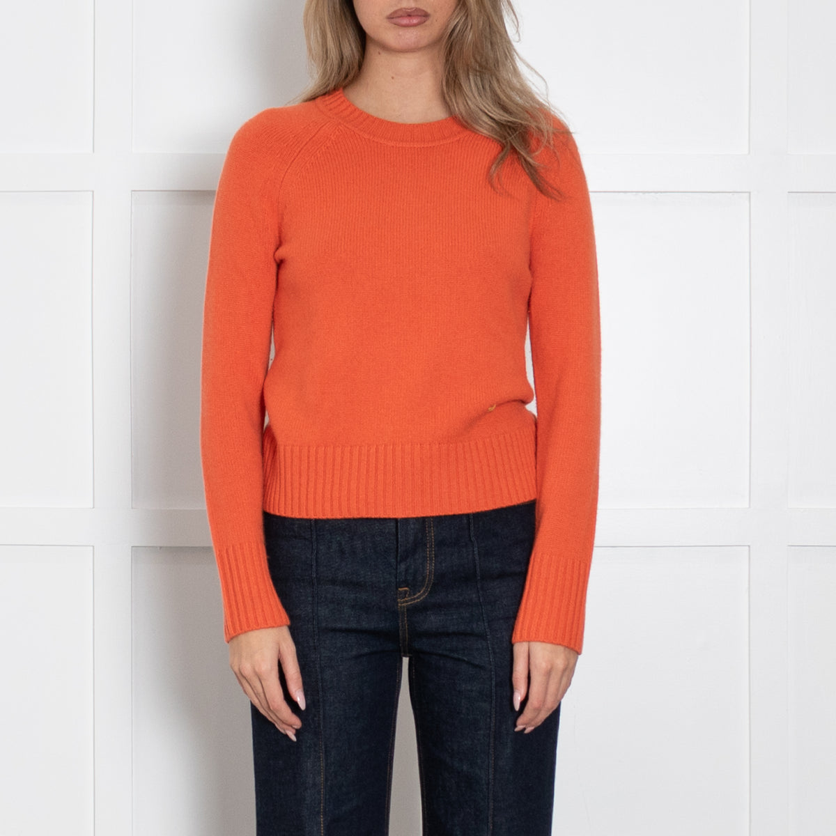 Me + Em Orange Short Fitted Cashmere Jumper