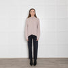 360 Cashmere Pink Jumper With Black Side Stripes & Tie Neck