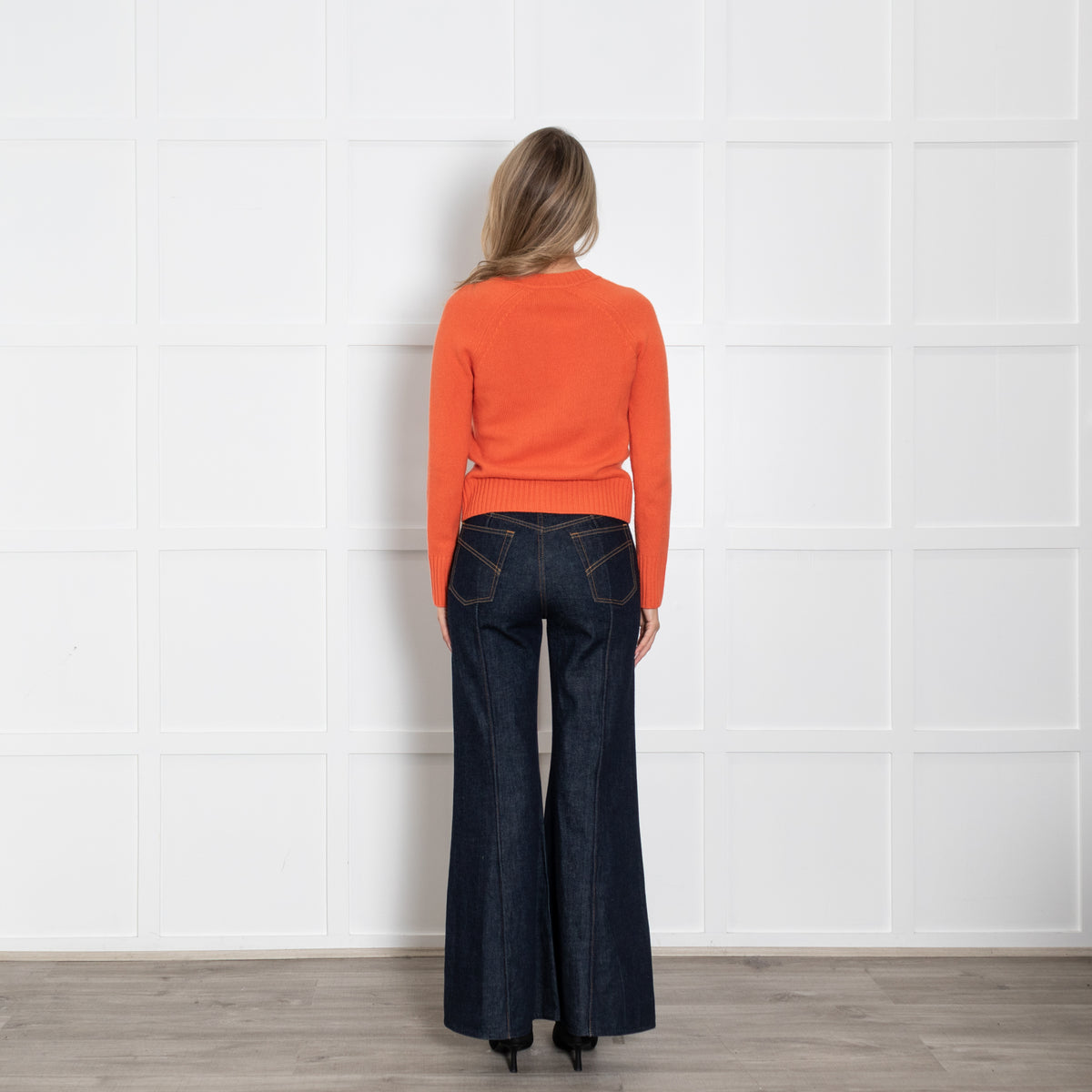 Me + Em Orange Short Fitted Cashmere Jumper