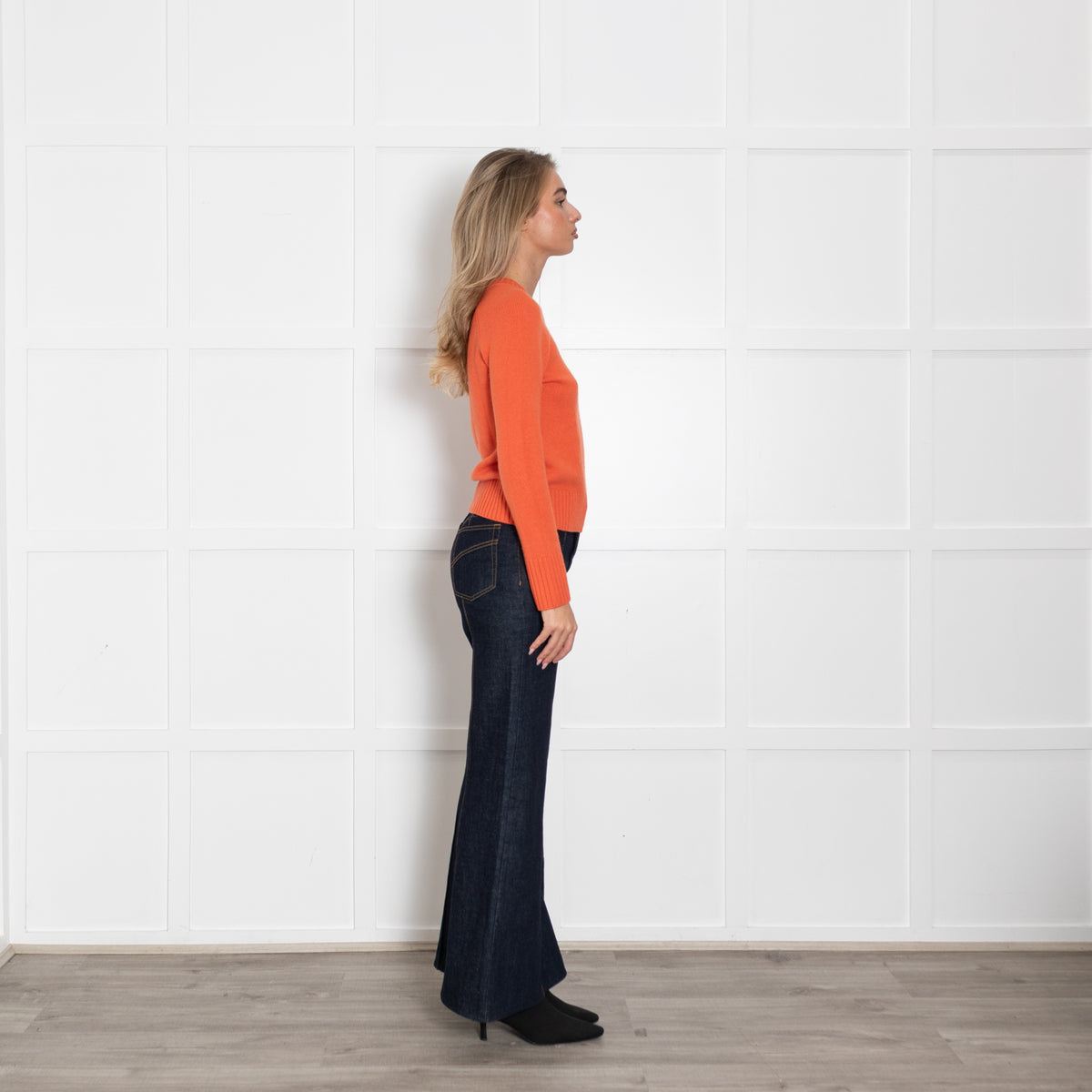 Me + Em Orange Short Fitted Cashmere Jumper