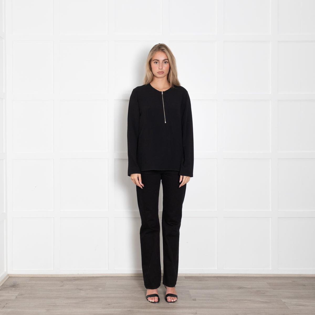 Stella McCartney Black Long Sleeve Zip Front Top