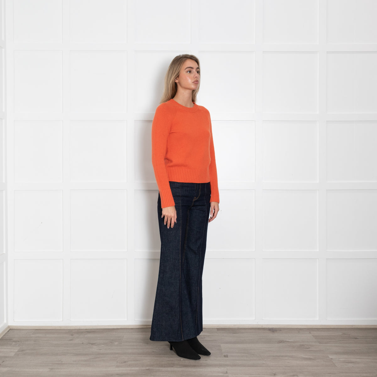 Me + Em Orange Short Fitted Cashmere Jumper