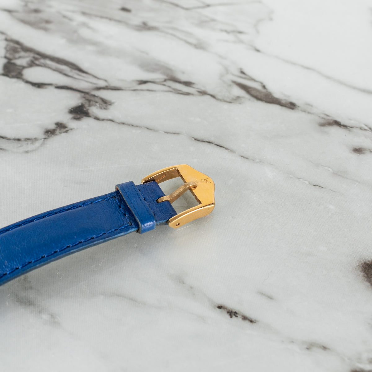 Yves Saint Laurent Blue Leather Strap Gold Hardware Heart Shape Watch