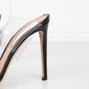 Gianvito Rossi Black Leather Perspex Strap Heeled Mules