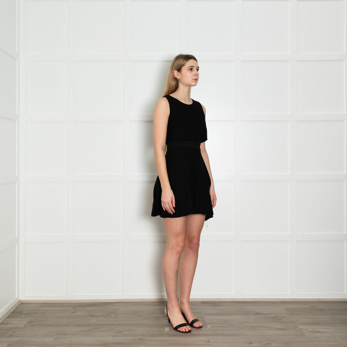 Maje Black Textured Sleeveless Layered Short Dress