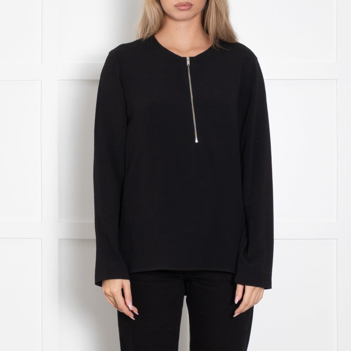 Stella McCartney Black Long Sleeve Zip Front Top