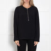 Stella McCartney Black Long Sleeve Zip Front Top