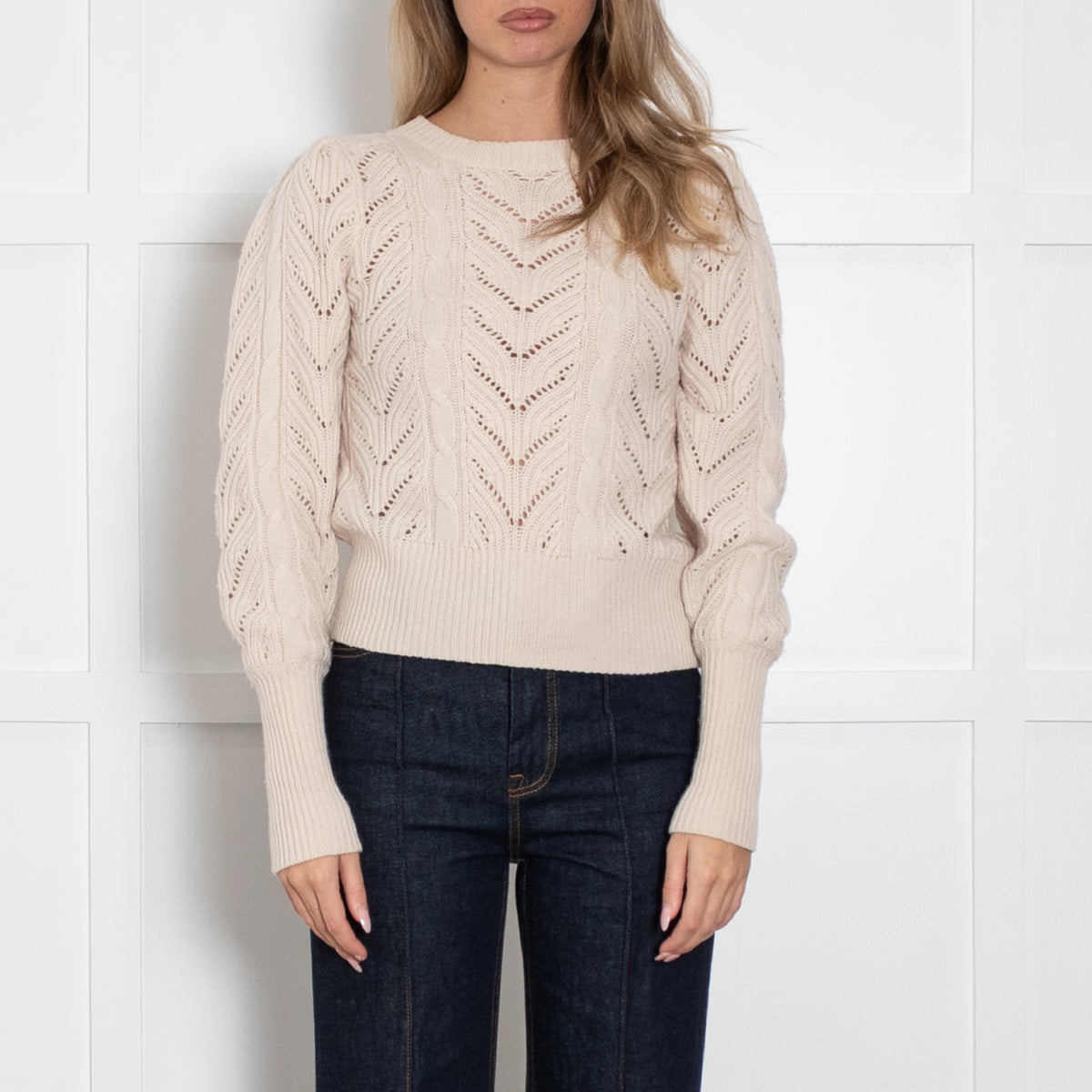 Joie Cream Cable Puff Sleeve Sweater
