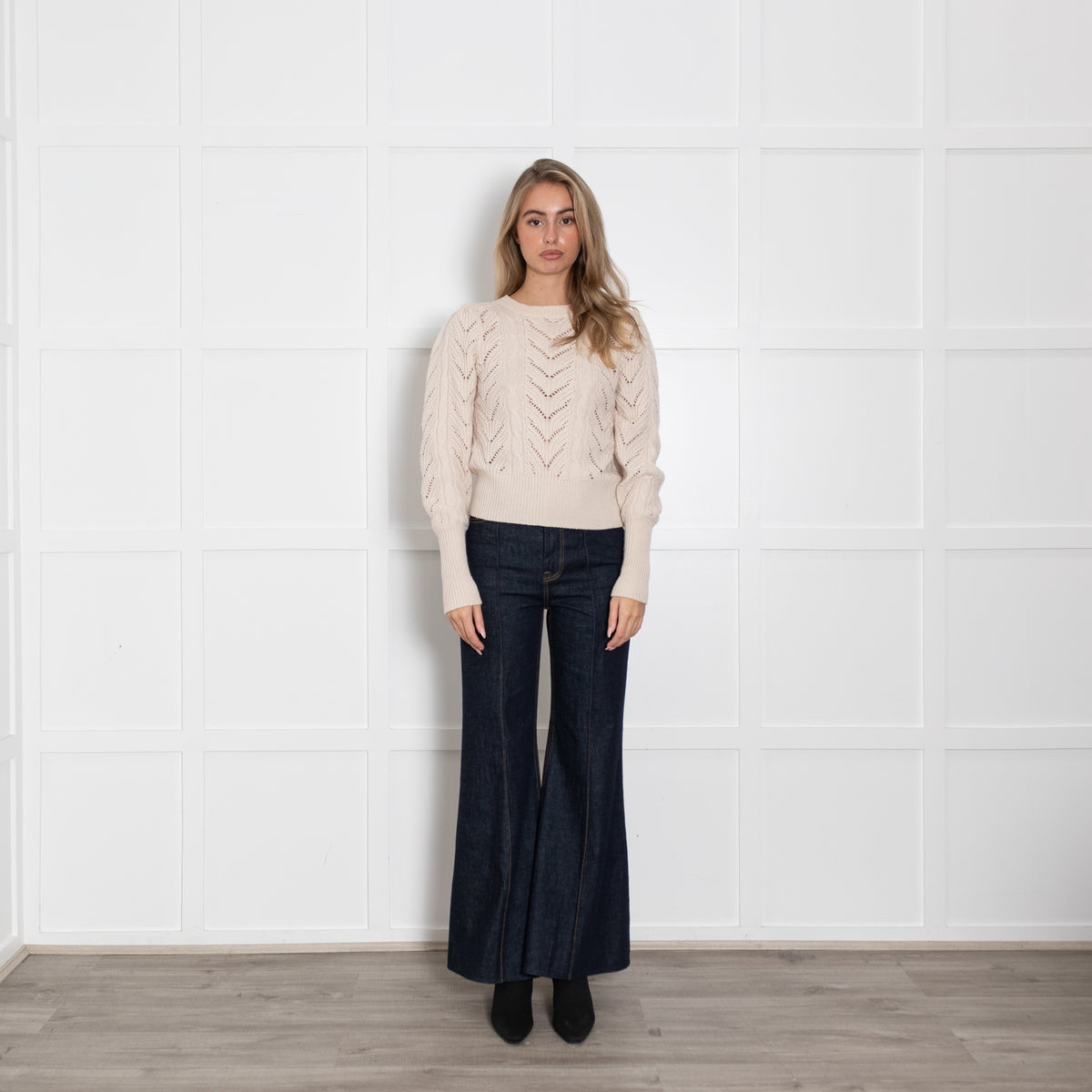 Joie Cream Cable Puff Sleeve Sweater