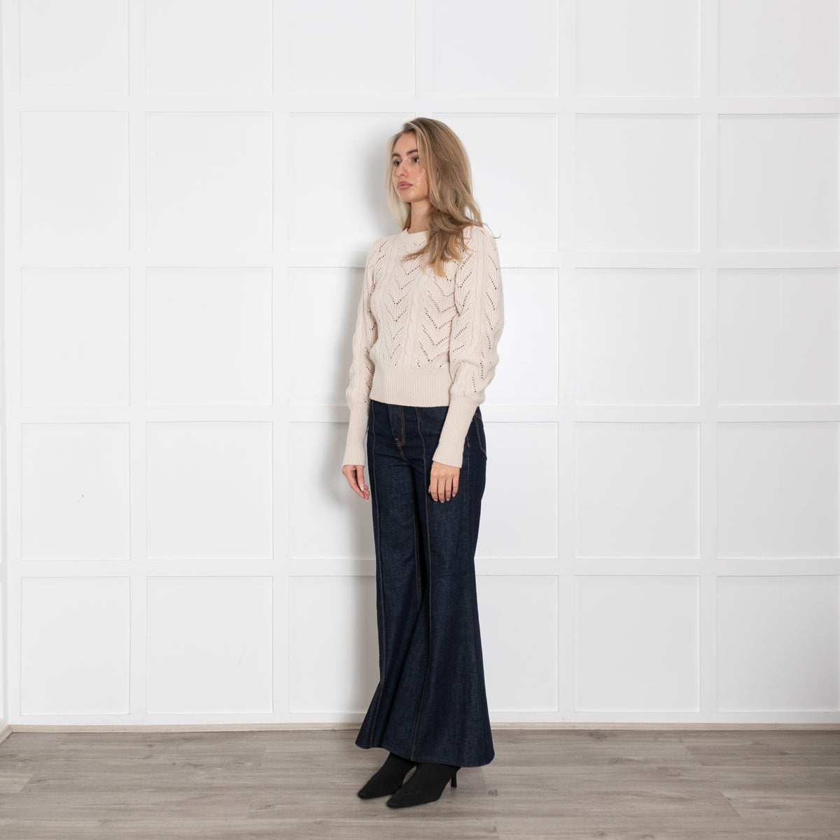 Joie Cream Cable Puff Sleeve Sweater