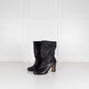 Prada Black Leather High Ankle Boots