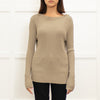 Max Mara Olive Green Ribbed Button Detail Long Sleeve Top