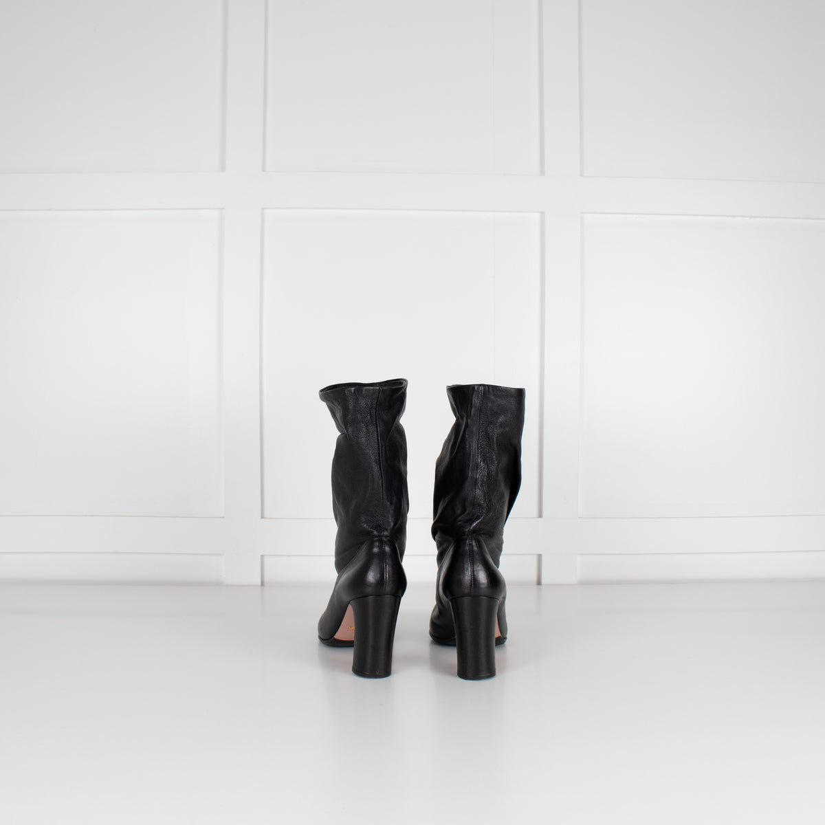 Prada Black Leather High Ankle Boots
