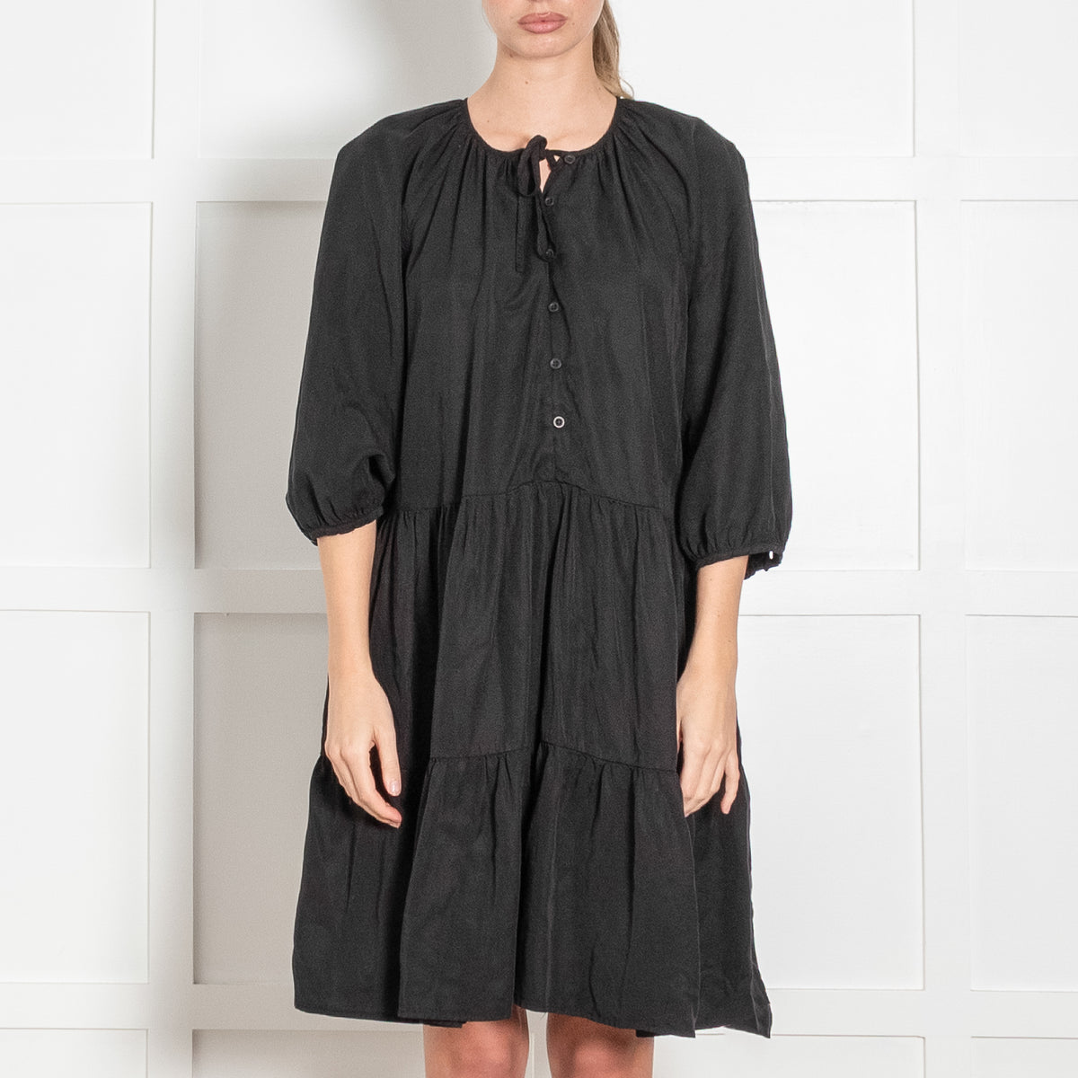 Baukjen Black Tiered Mini Dress