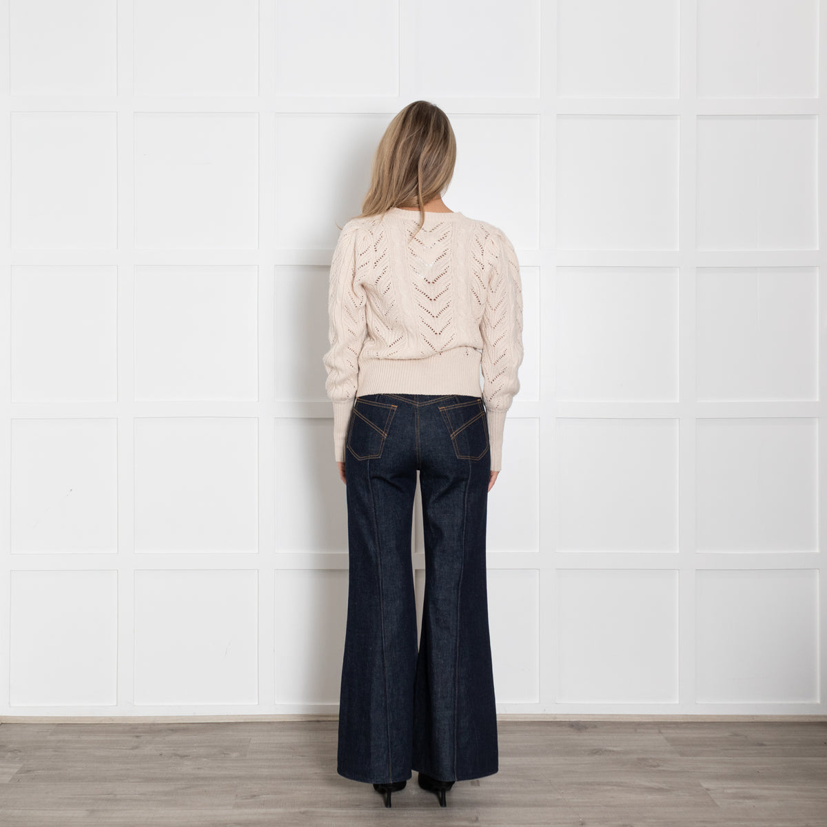Joie Cream Cable Puff Sleeve Sweater