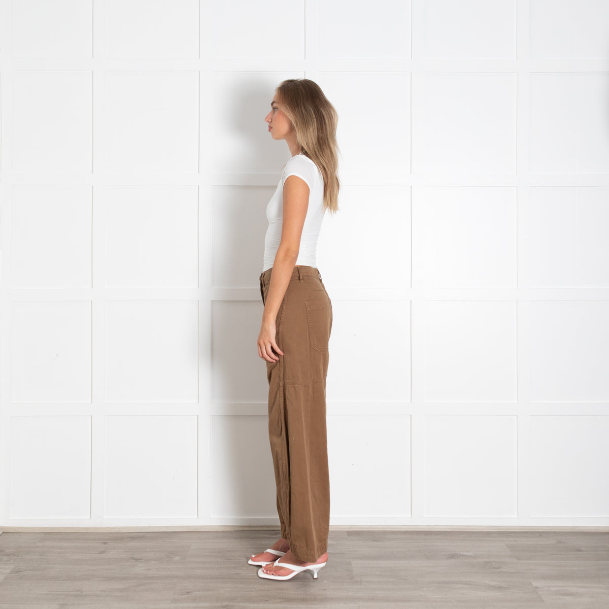 Me + Em Brown Cotton Wide Leg Trousers