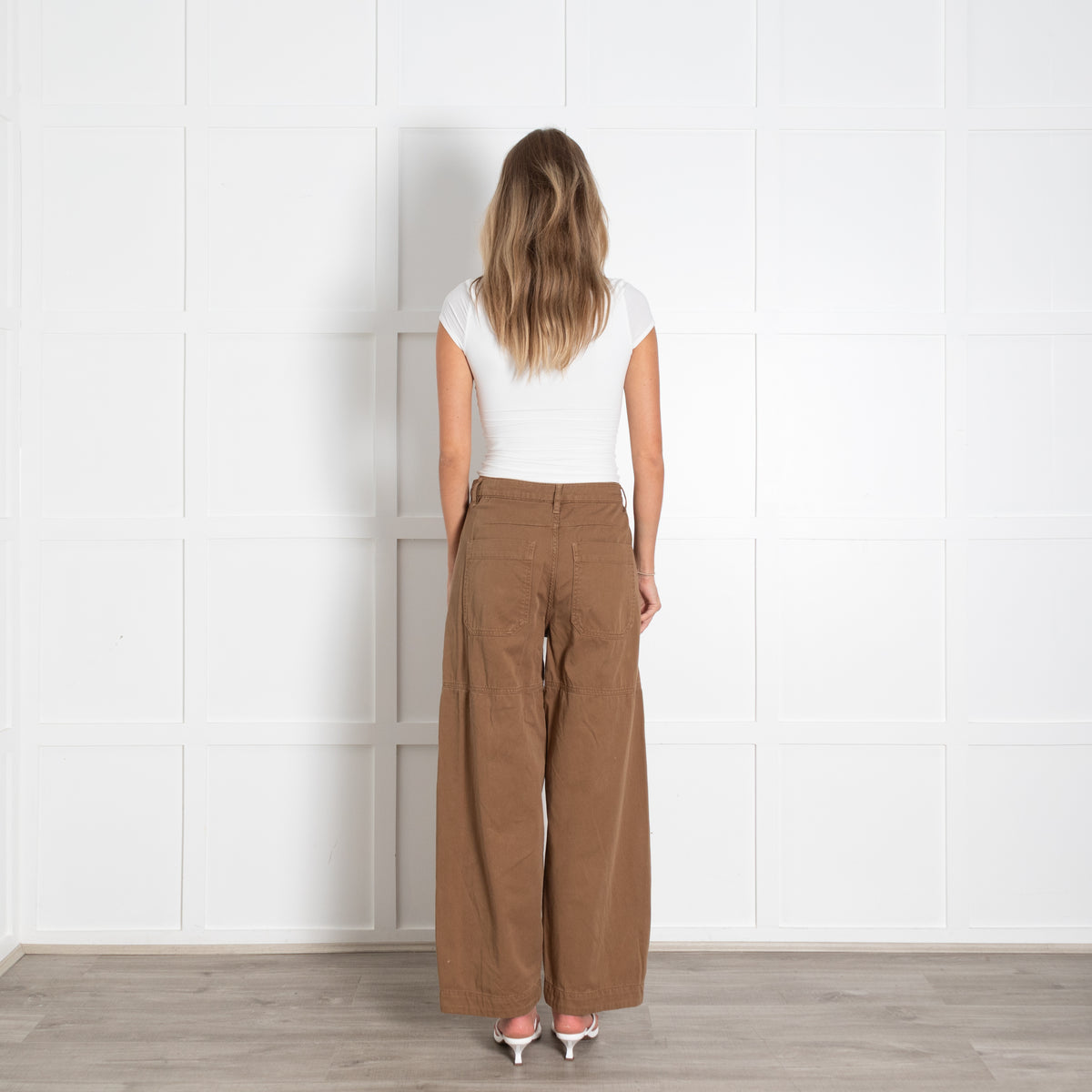 Me + Em Brown Cotton Wide Leg Trousers