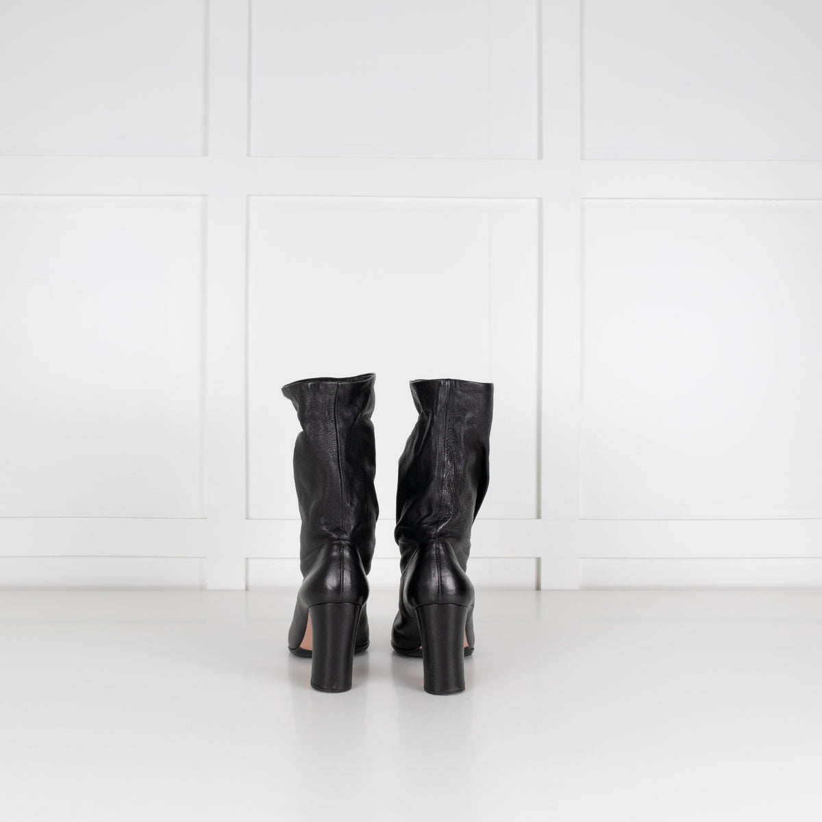 Prada Black Leather High Ankle Boots