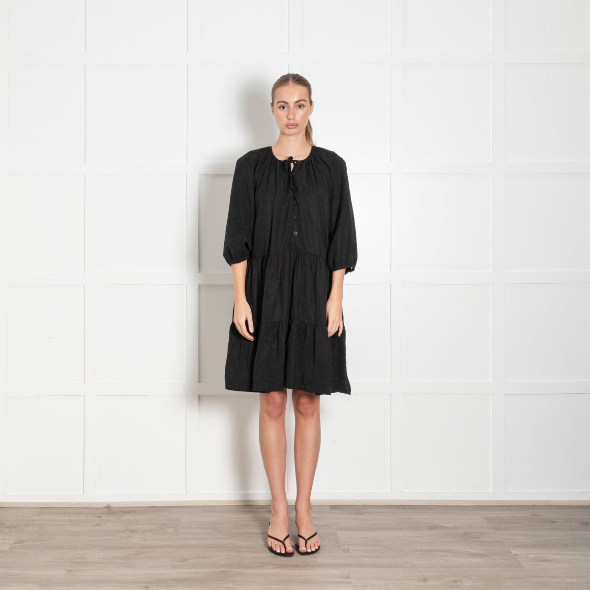 Baukjen Black Tiered Mini Dress