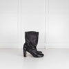 Prada Black Leather High Ankle Boots